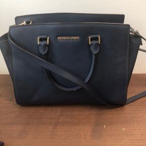 Michael Kors Medium Navy Satchel Bag